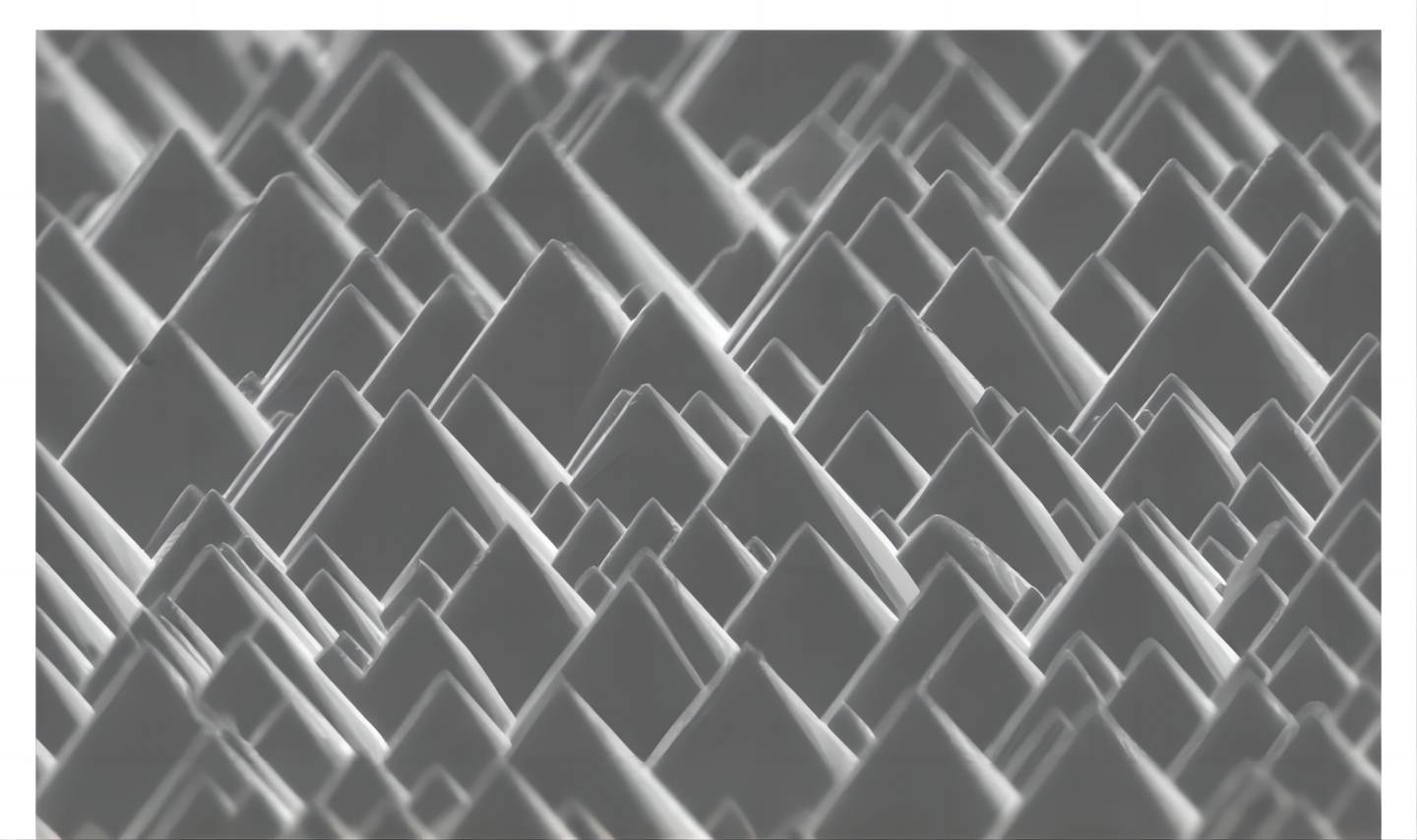 A pyramidal structure randomly distributed on the surface of a silicon wafer